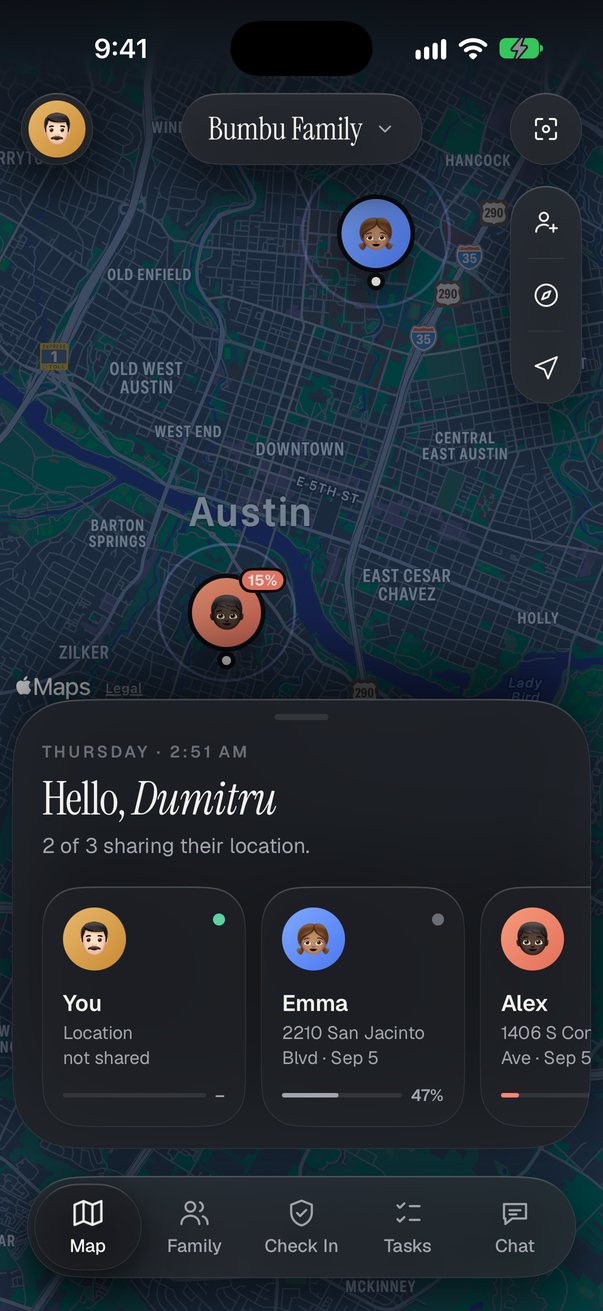 Map, in dark screen