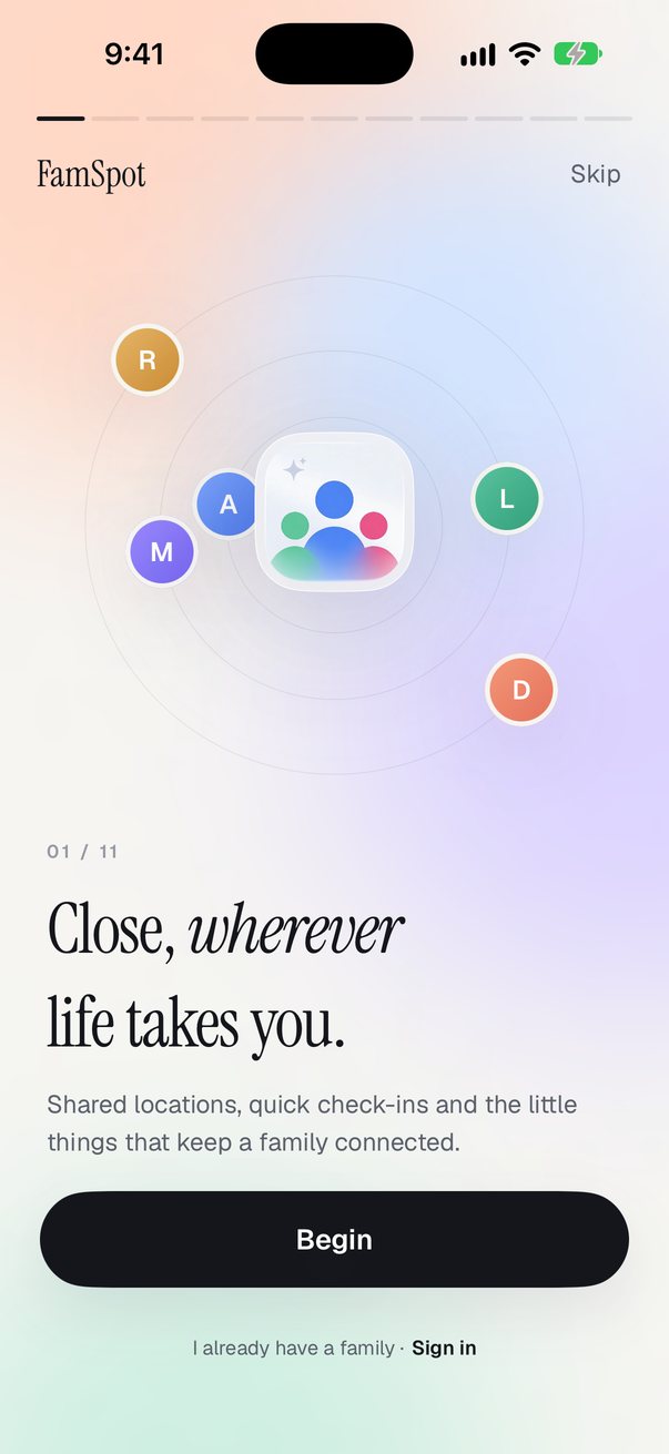 Welcome screen